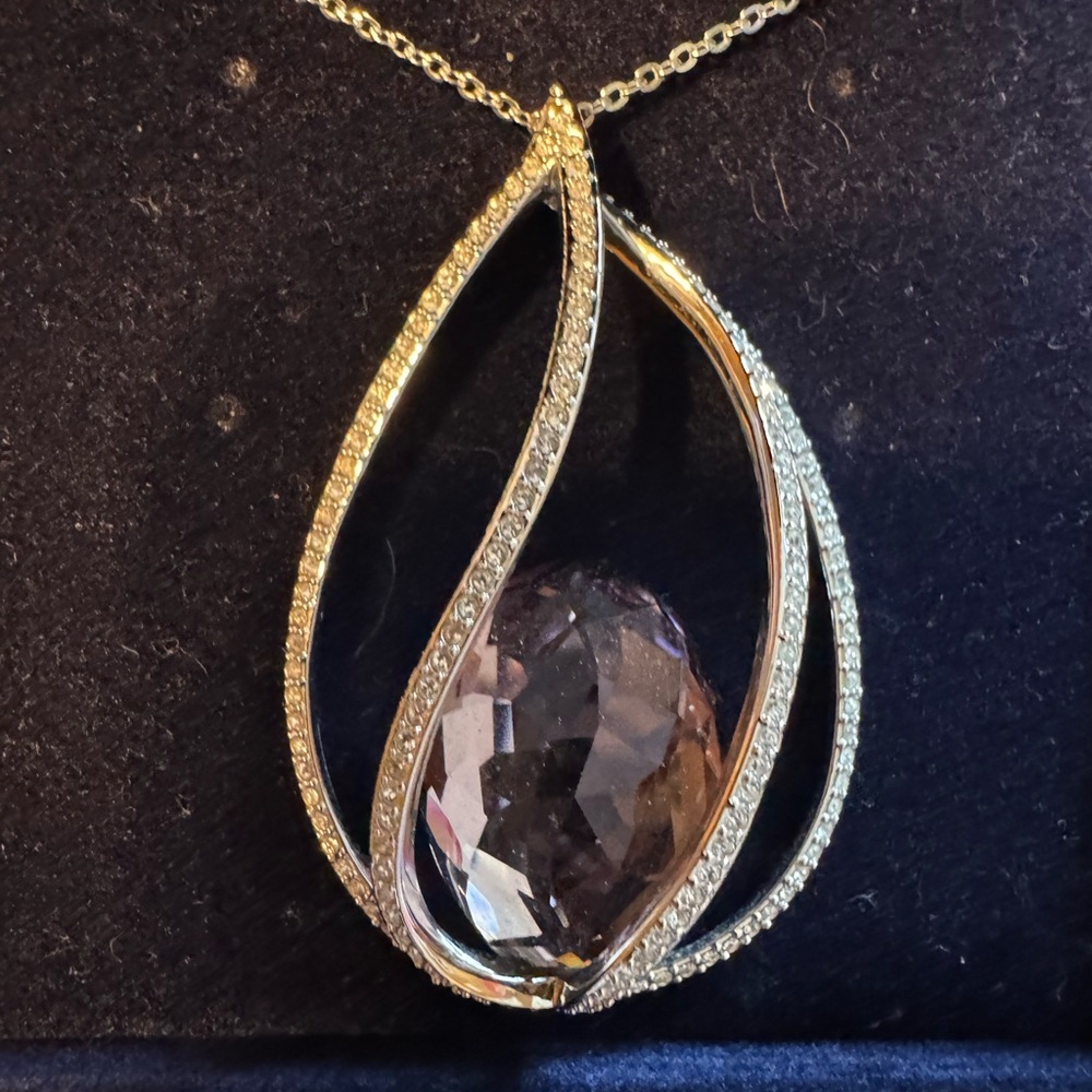 Elegant Swarovski Blush  and Silver Teardrop Megan  Pendant Necklace
